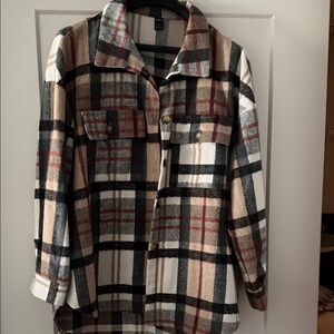 SHEIN Plaid Utility Jacket in Earth Tones